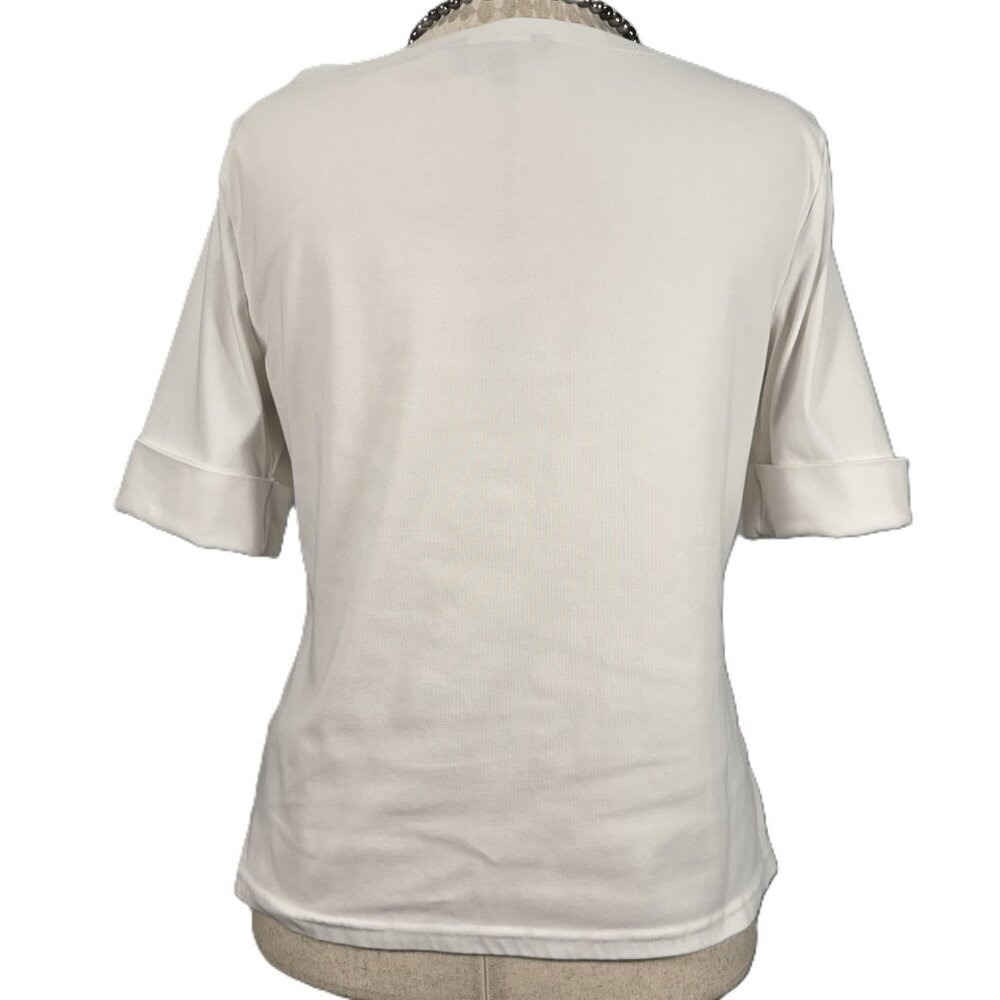 Lauren Ralph Lauren Boat Neck Rolled Sleeve Cream Top L Nautical Coastal Capsule - Picture 3 of 6